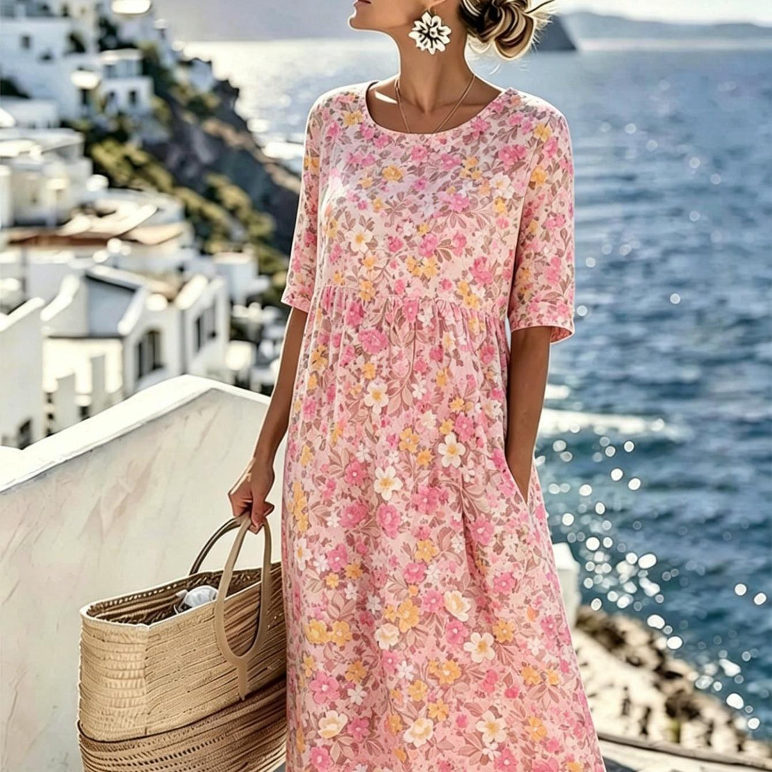 Grace™ - Elegant Blommig Sommarmidiklänning
