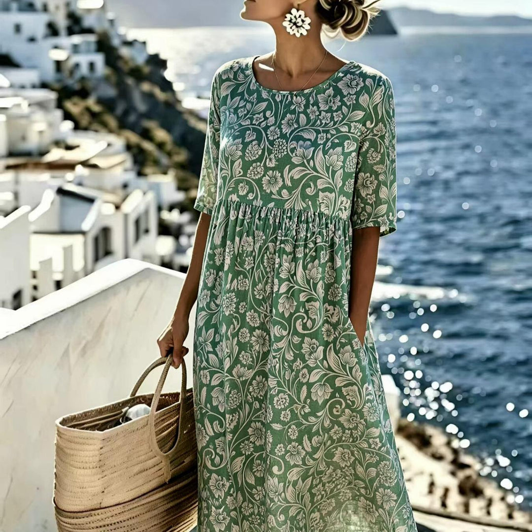 Amelia™ - Elegant Blommig Sommarmidiklänning
