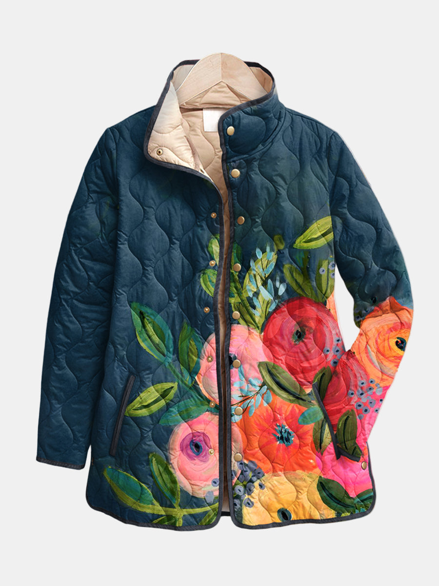 Valcor | Quiltad jacka med målade blommor Camille