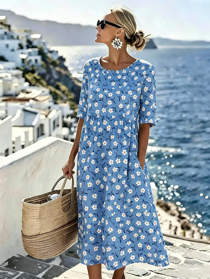 Lily™ - Elegant Blommig Midiklänning för Sommaren