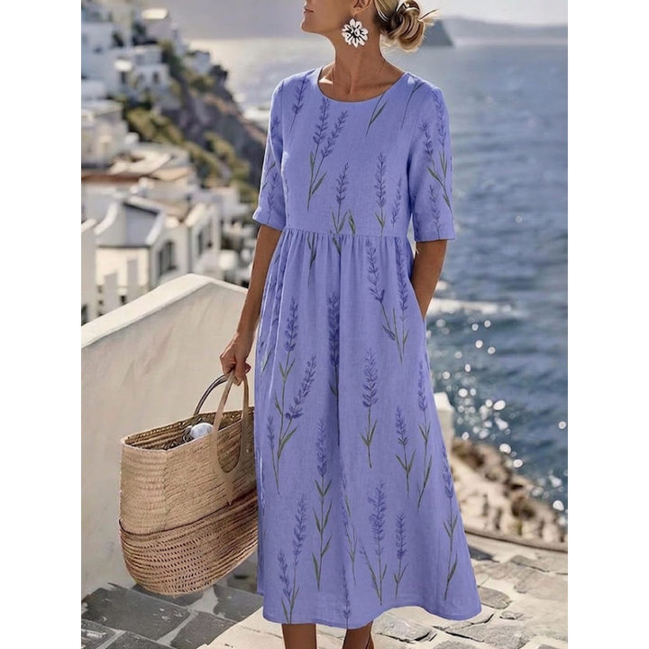 Aurelia™ - Elegant Blommig Sommarmidiklänning