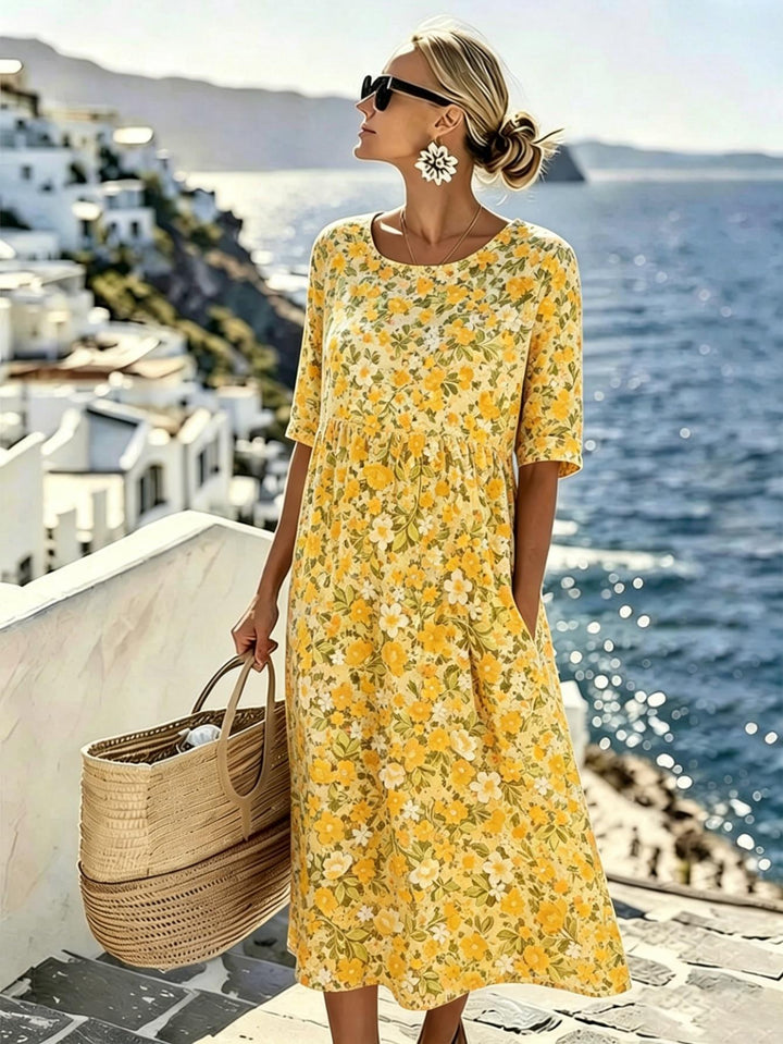 Marigold™ | Vildblomsäng Midiklänning