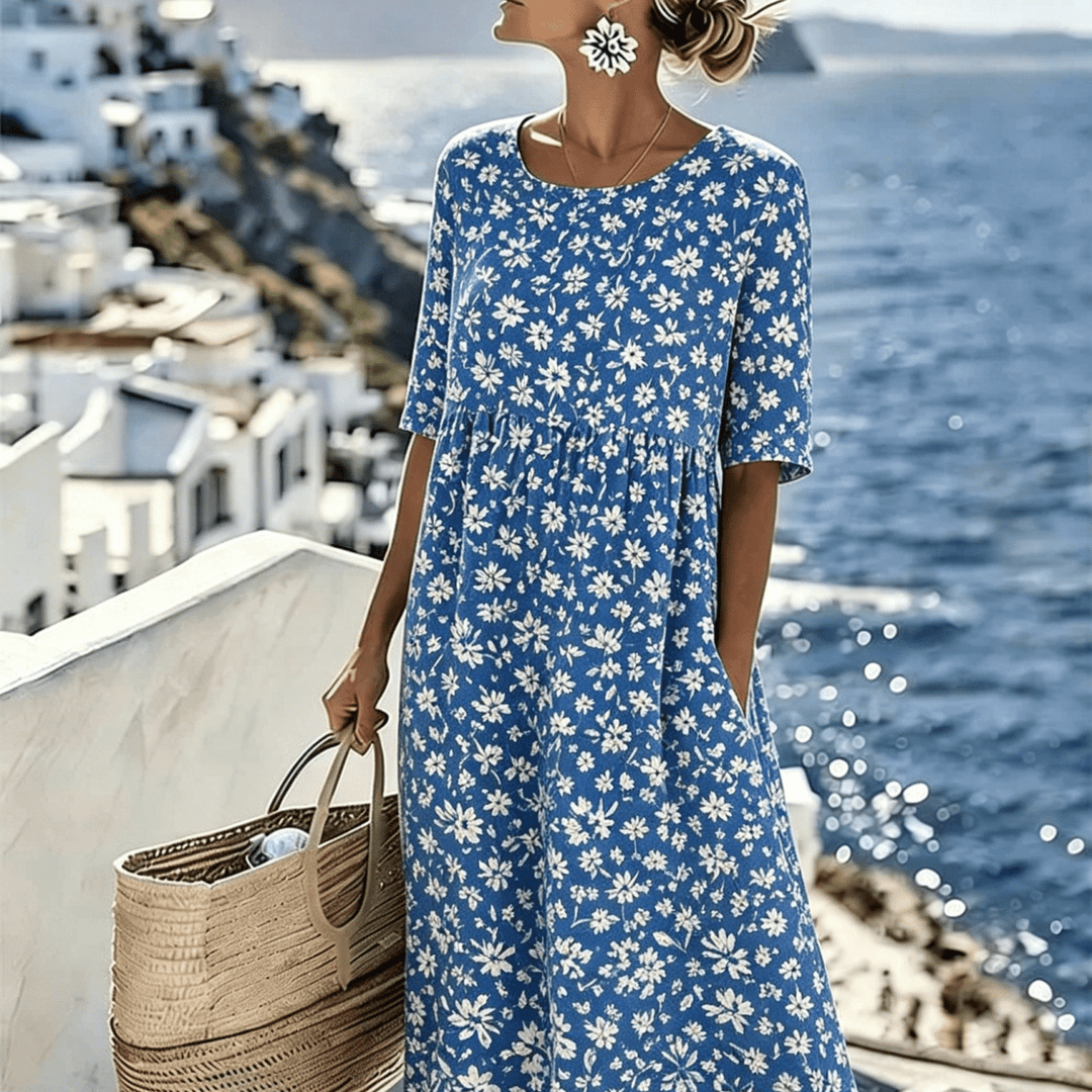 Grace™ - Elegant Blommig Sommarmidiklänning