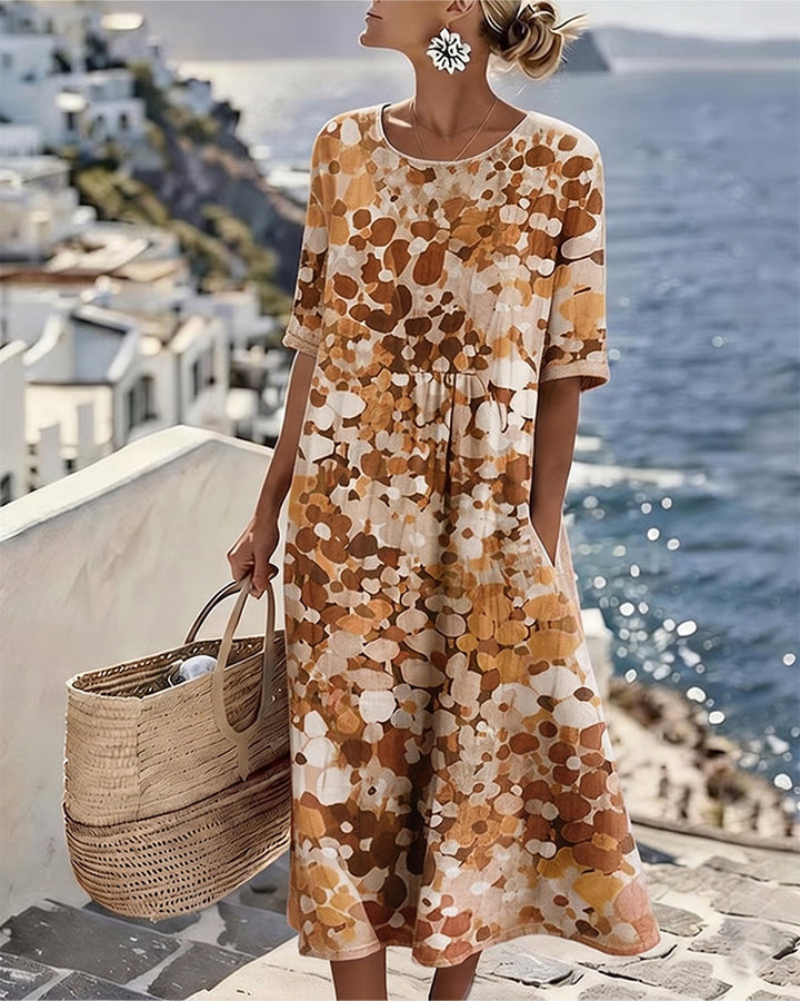 Elena™ - Elegant Blommig Klänning för Sommaren i Midilängd