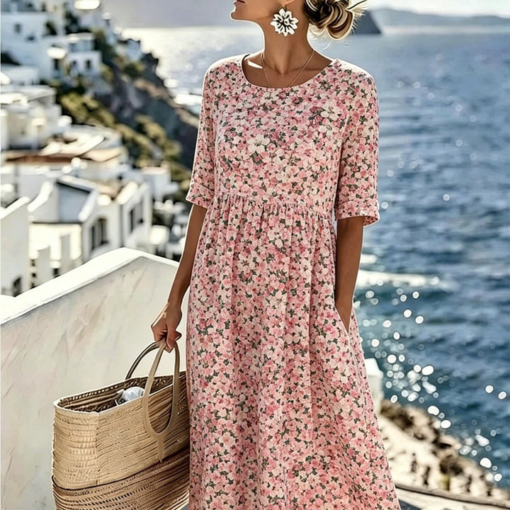 Charlotte™ - Elegant Blommig Sommarmidiklänning