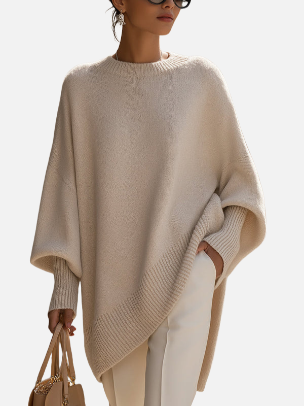 Anne | Mjuk Oversized Stickad Poncho-tröja
