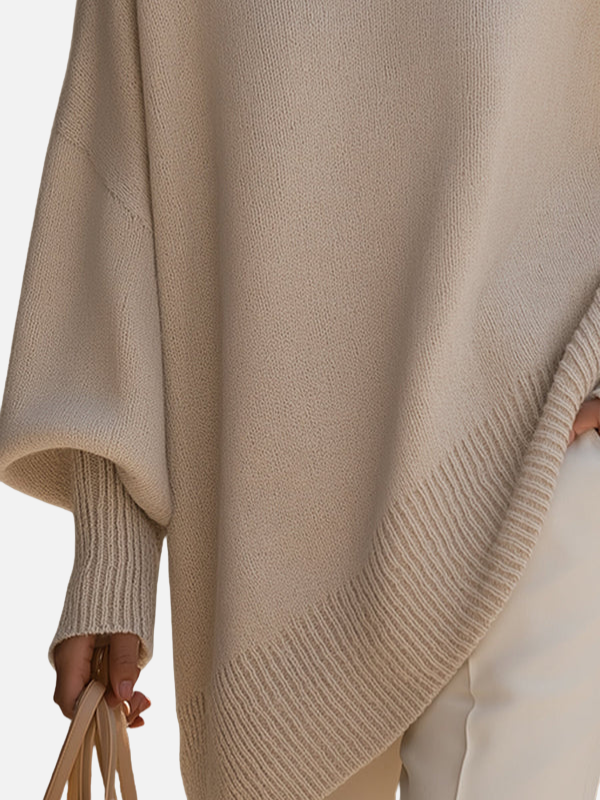 Anne | Mjuk Oversized Stickad Poncho-tröja