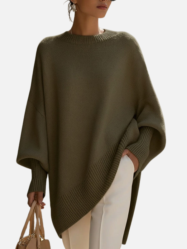 Anne | Mjuk Oversized Stickad Poncho-tröja