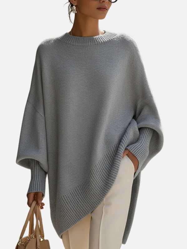 Anne | Mjuk Oversized Stickad Poncho-tröja