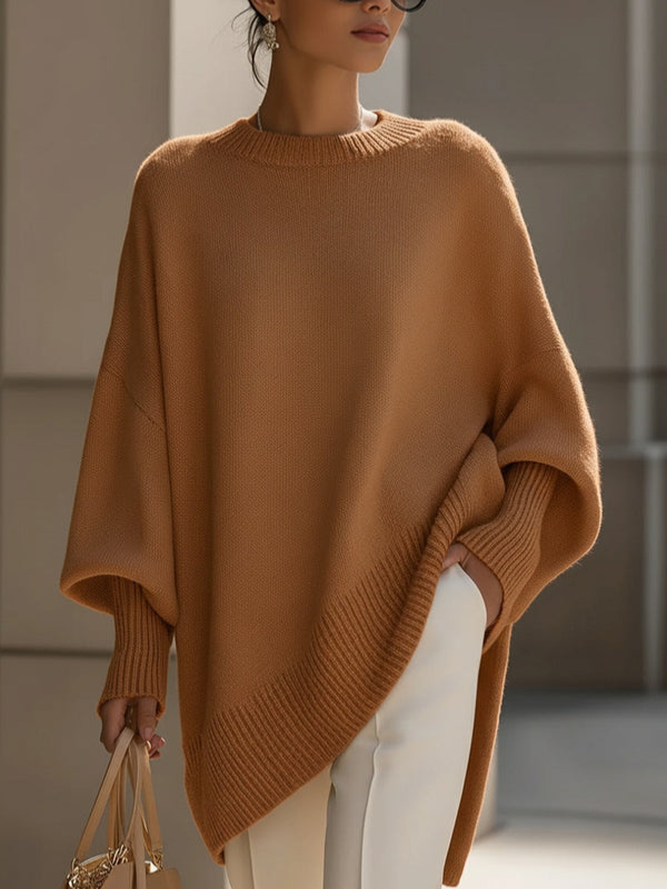 Anne | Mjuk Oversized Stickad Poncho-tröja