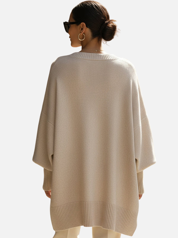 Anne | Mjuk Oversized Stickad Poncho-tröja