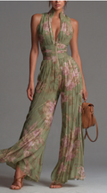 Zsófia Jumpsuit | Plisserad chiffongjumpsuit i grönt