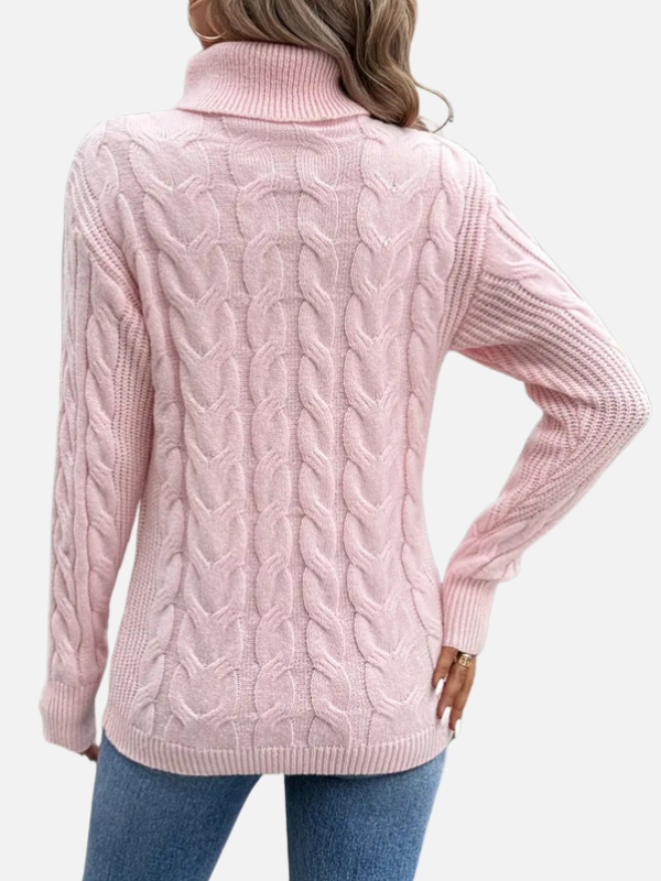 Kirsten | Kabelstickad Tröja med Polokrage – Dam