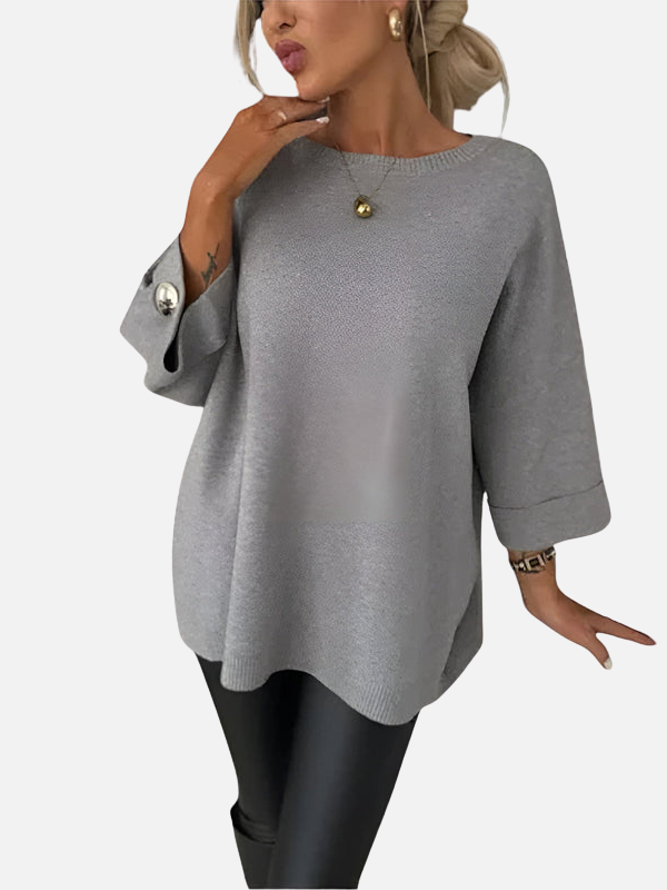 Karen | Lång stickad blus med knappdetalj