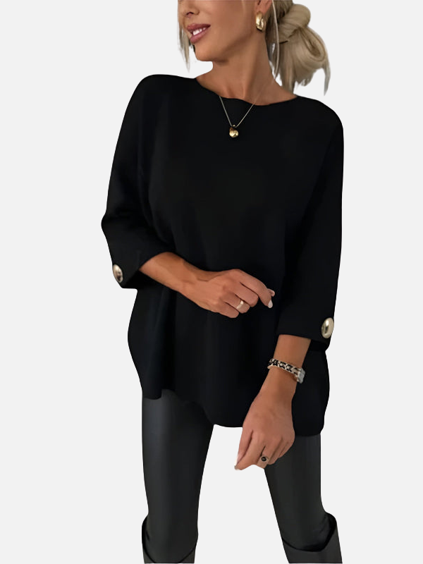 Karen | Lång stickad blus med knappdetalj