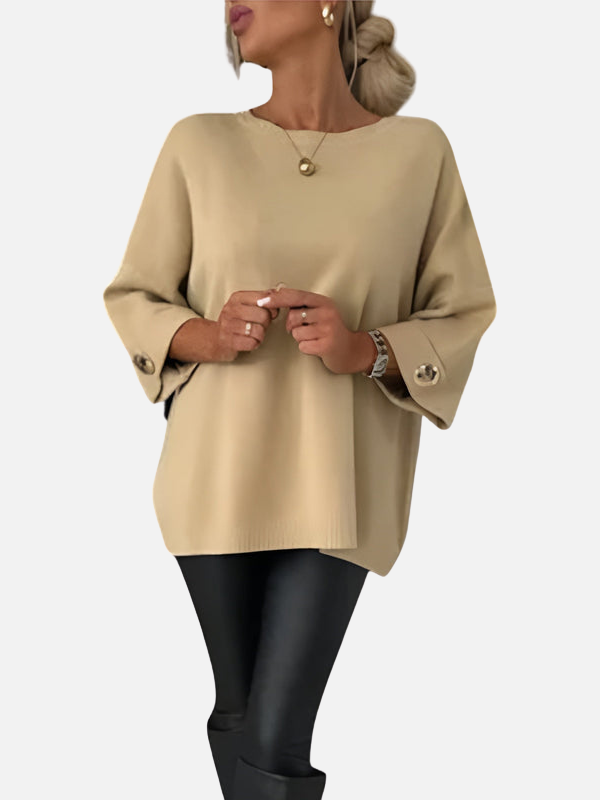 Karen | Lång stickad blus med knappdetalj