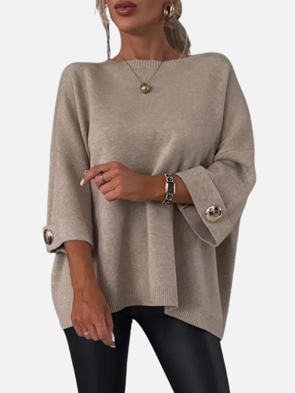 Anne | Lång stickad blus med knappdetaljer