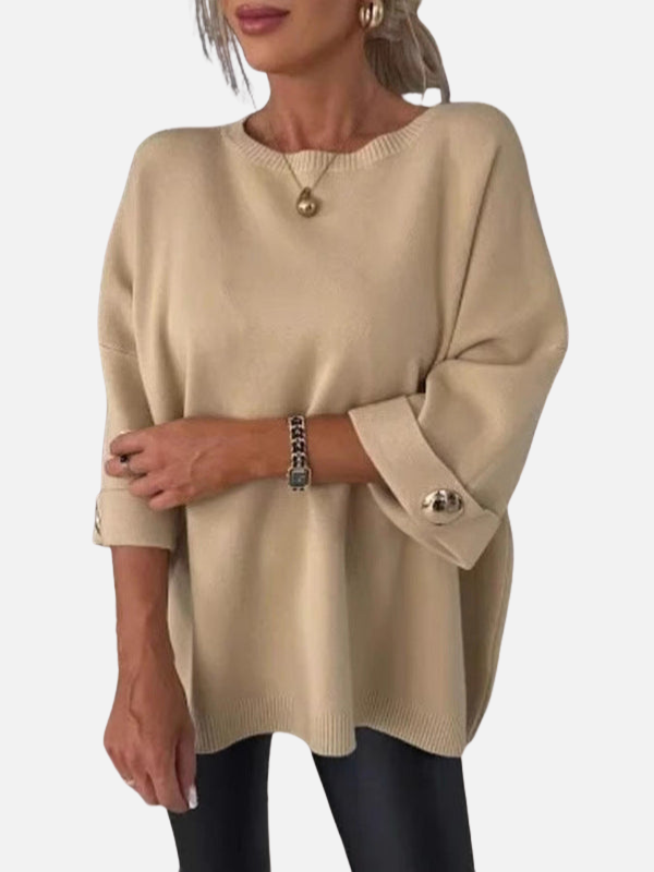 Anne | Lång stickad blus med knappdetaljer