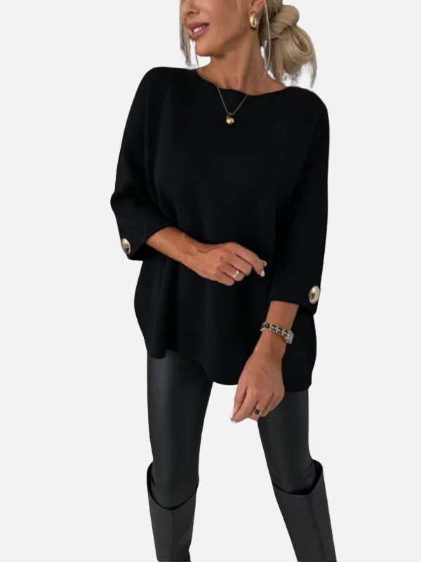 Anne | Lång stickad blus med knappdetaljer