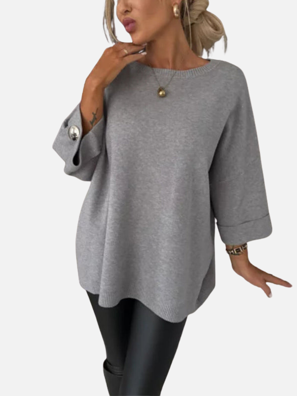 Anne | Lång stickad blus med knappdetaljer