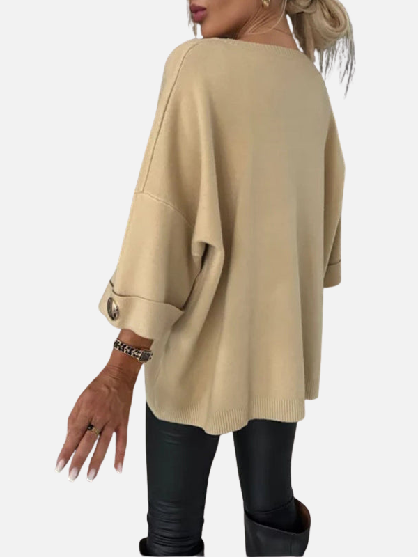 Anne | Lång stickad blus med knappdetaljer