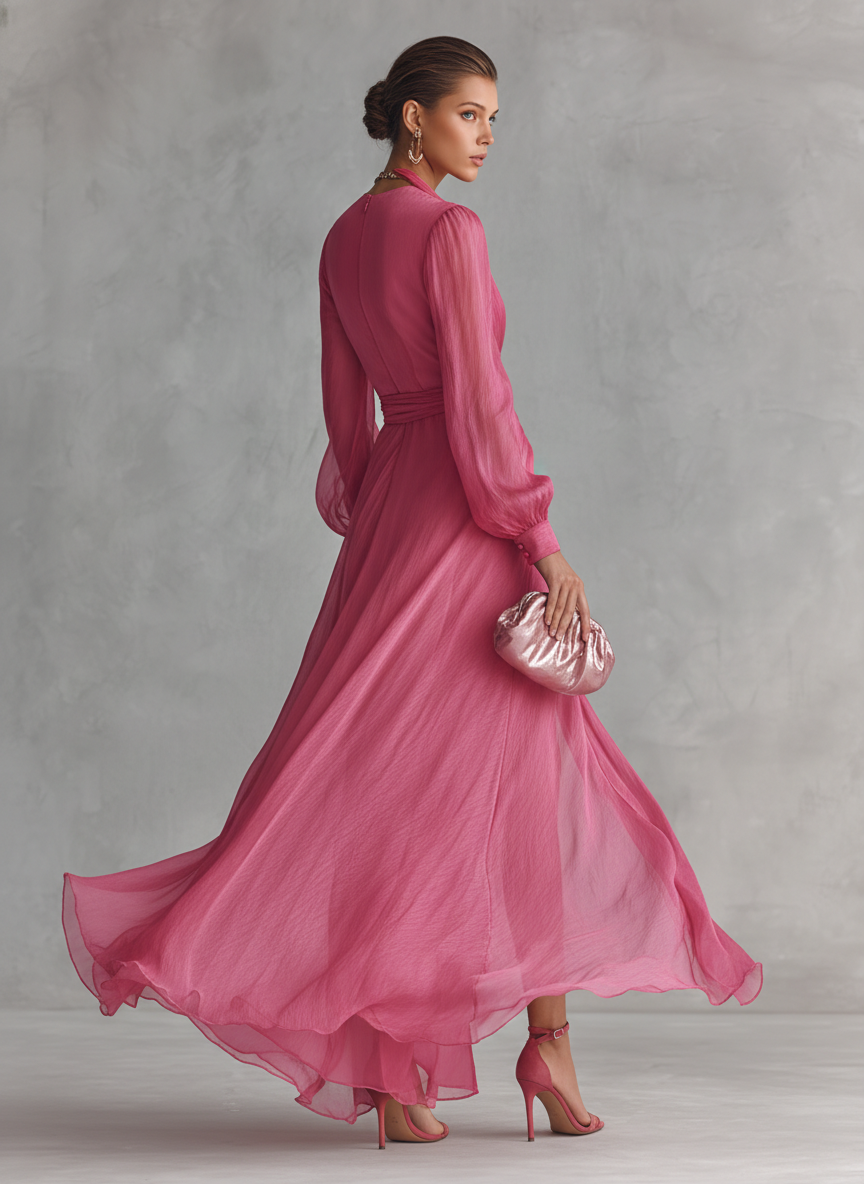 Daisy - Elegant lång chiffongklänning