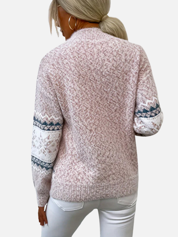 Maria | Mönstrad stickad tröja med snöflingor