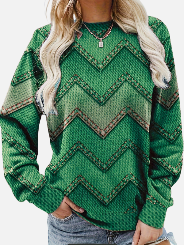 Pia | Mönstrad sweatshirt med sicksack
