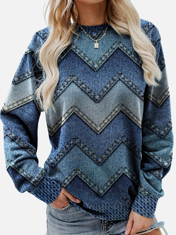 Pia | Mönstrad sweatshirt med sicksack