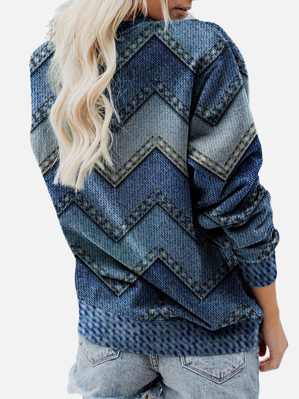 Pia | Mönstrad sweatshirt med sicksack