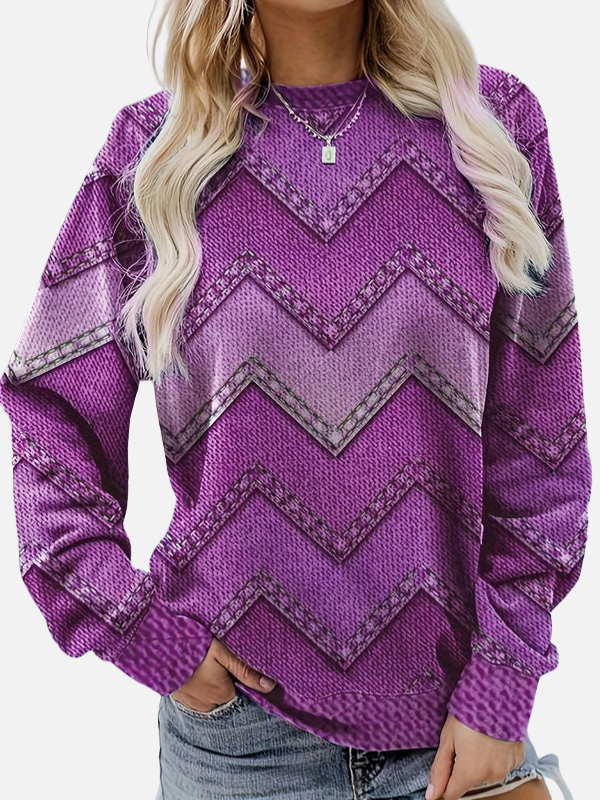 Pia | Mönstrad sweatshirt med sicksack