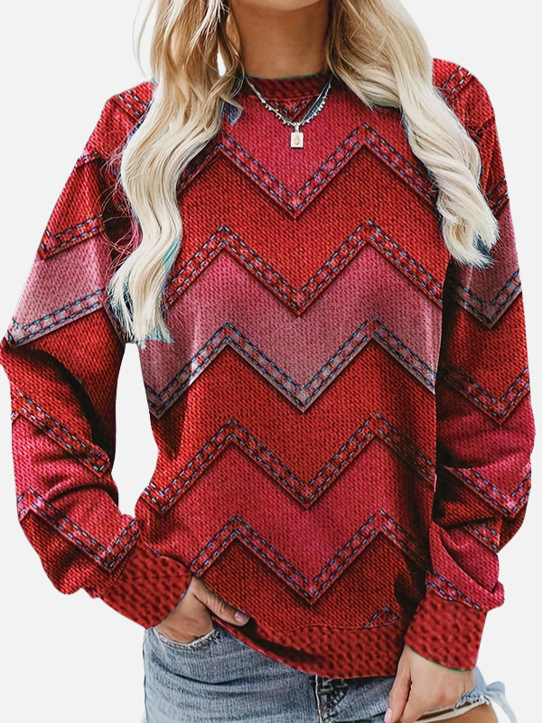 Pia | Mönstrad sweatshirt med sicksack