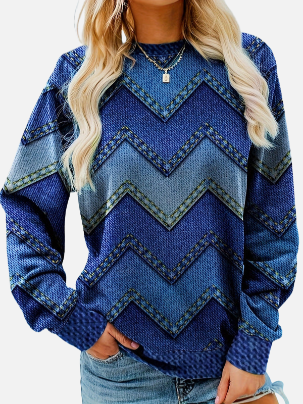 Pia | Mönstrad sweatshirt med sicksack