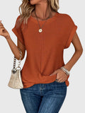 Pia | Vaffelstickad blus med rund hals