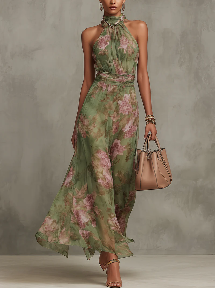 Serena | Halterneck-maxiklänning med blommönster