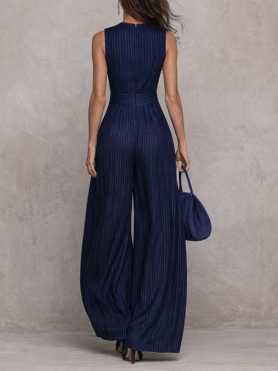 Rana | Mörkblå randig jumpsuit