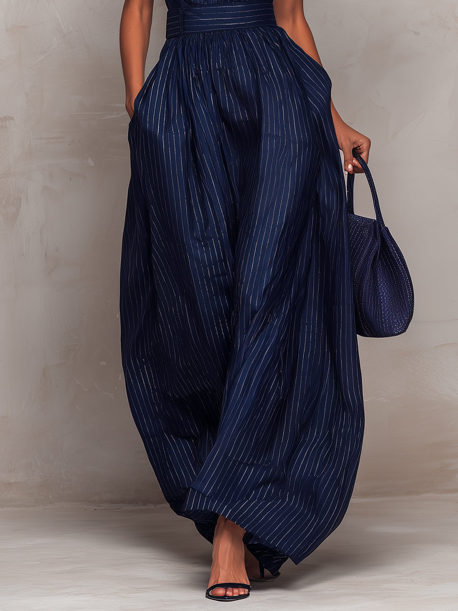 Rana | Mörkblå randig jumpsuit
