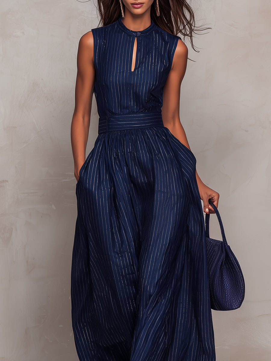 Rana | Mörkblå randig jumpsuit
