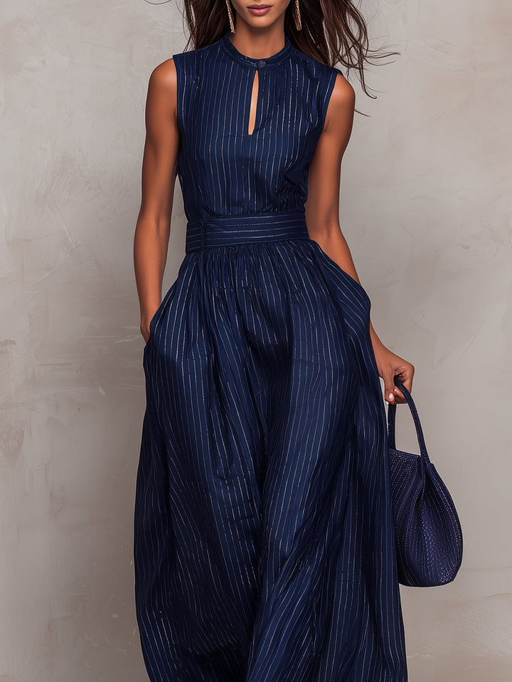 Rana | Mörkblå randig jumpsuit