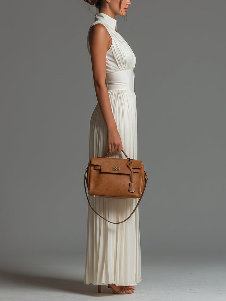 Zsófia Jumpsuit | Plisserad vit chiffongjumpsuit