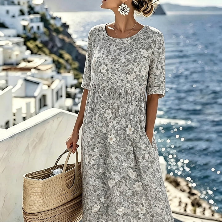 Lily™ - Elegant Blommig Midiklänning för Sommaren