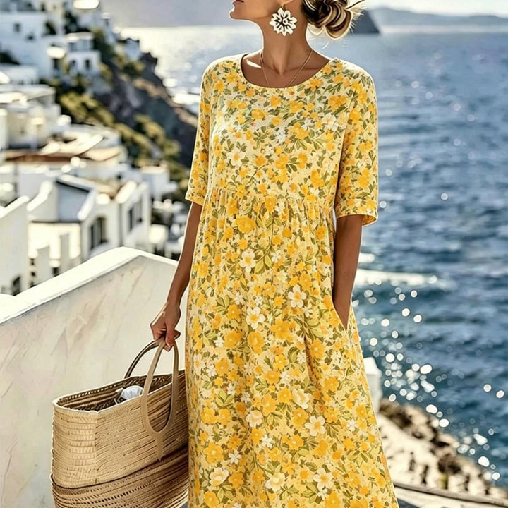 Marigold™ | Vildblomsäng Midiklänning