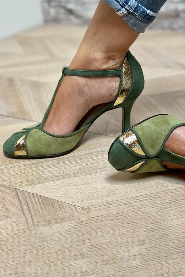 Carley™ - Patchwork T-Strap Klackskor