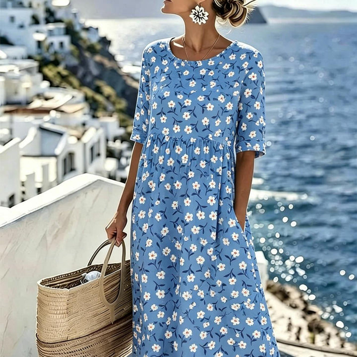 Lily™ - Elegant Blommig Midiklänning för Sommaren