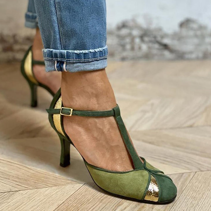 Carley™ - Patchwork T-Strap Klackskor
