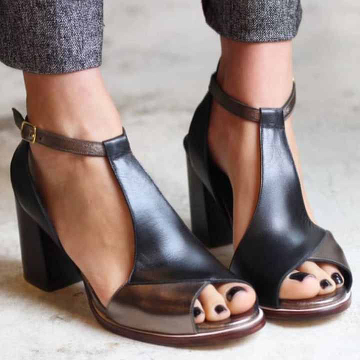 Dagny™ - Patchwork Klackskor med Blockklack