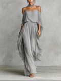 Freya | Set i chiffong med axelblottande design