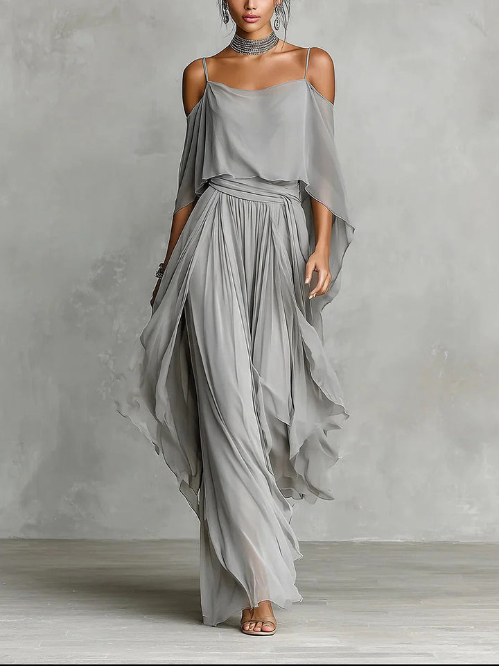 Freya | Set i chiffong med axelblottande design