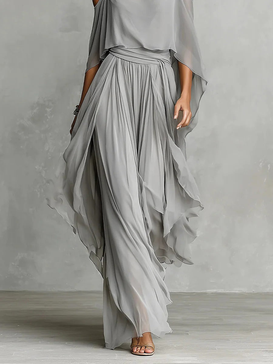 Freya | Set i chiffong med axelblottande design