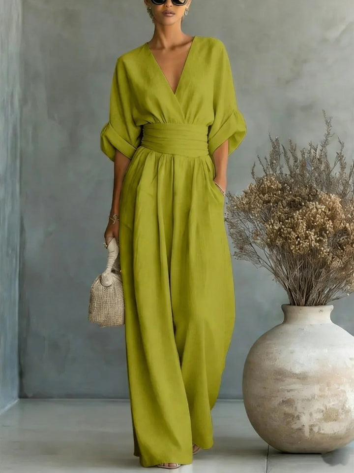 Georgina | Elegant jumpsuit med djup V-ringning och vida ben
